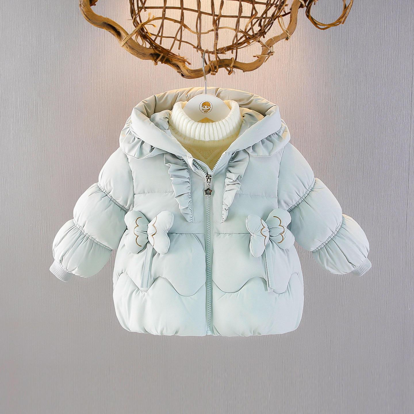 女童加绒棉服外套女宝宝冬装棉袄