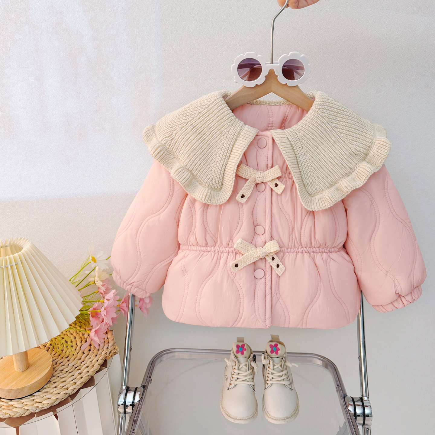 女童秋冬天加绒加厚外套夹棉上衣