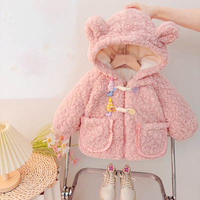 女童冬季外套加绒保暖棉服毛毛衣