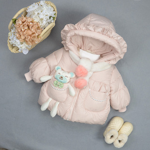 女童加绒加厚棉衣外套婴儿羽绒棉服洋气女宝宝冬装上衣小公主棉袄