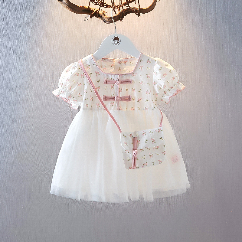 女童古风裙夏季汉服旗袍裙送包包