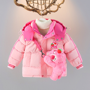女童冬季羽绒棉服洋气小女孩加绒加厚棉袄女宝宝冬装公主棉衣外套