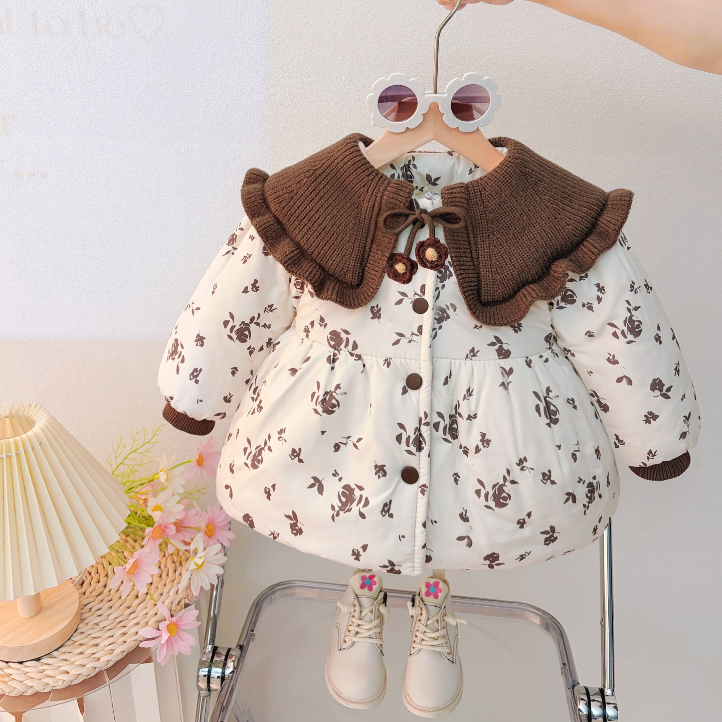 女童冬季加绒夹棉外套保暖小棉服