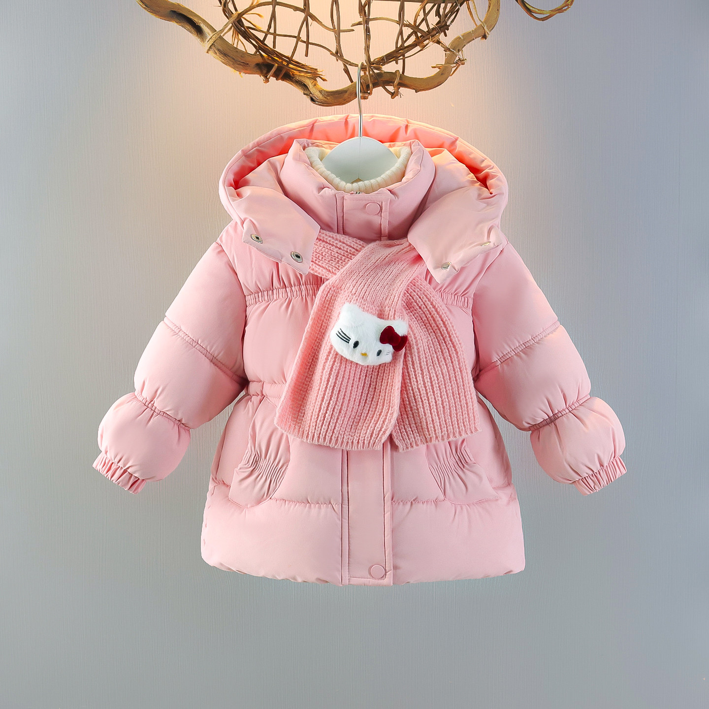 女童棉衣小女孩冬季加绒棉服外套