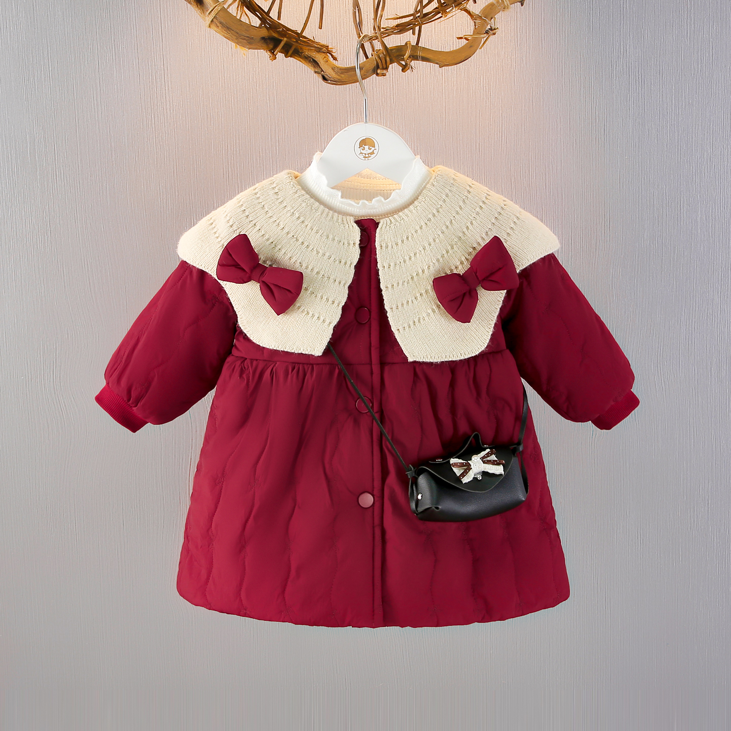 女童加绒外套秋冬天夹棉上衣棉服