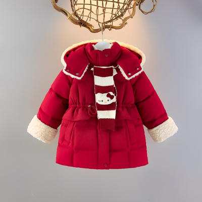洋气时髦女童棉衣中长款棉服外套