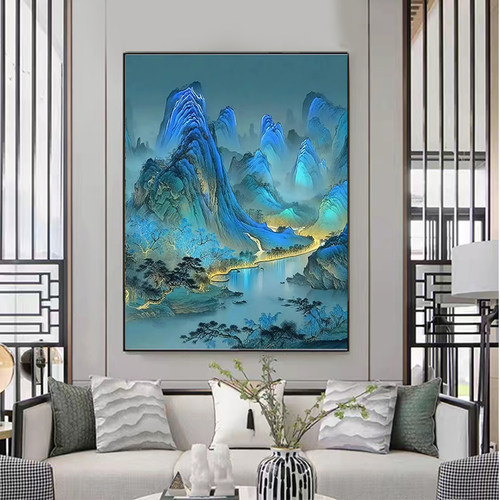 国风钻石画千里江山图客厅装饰画