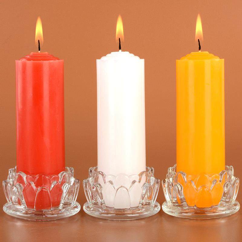 家庭用停电照明无烟无味蜡烛红白黄色加粗圆柱节日供佛长效耐燃烧