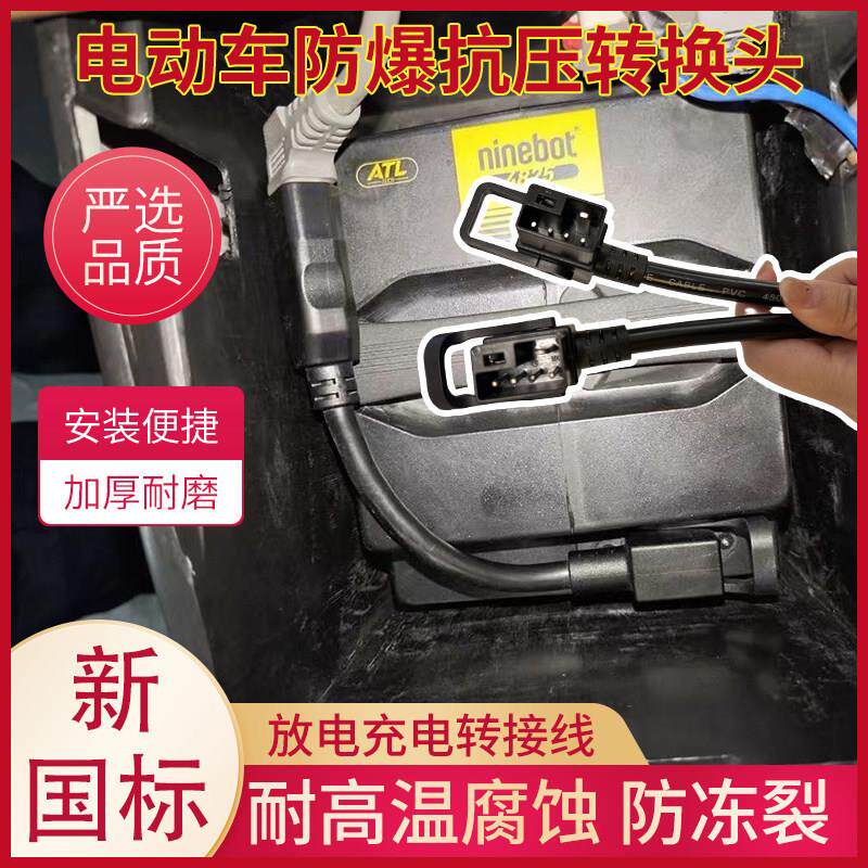 充放电款耐高温转接线新国标2+4适用九号锂电充电器充放电转换线