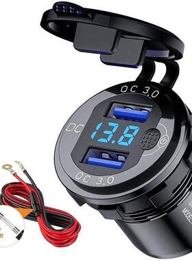 12V-24V通用汽车带触摸开关控制QC智能快充改装车载USB手机充电器