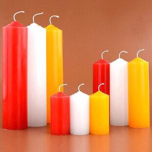 加粗超大号圆柱形无烟味家用停电照明过年红蜡烛短小型装扮白色腊