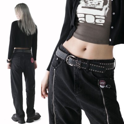 水洗灰黑牛仔裤CLOTHESVOICE