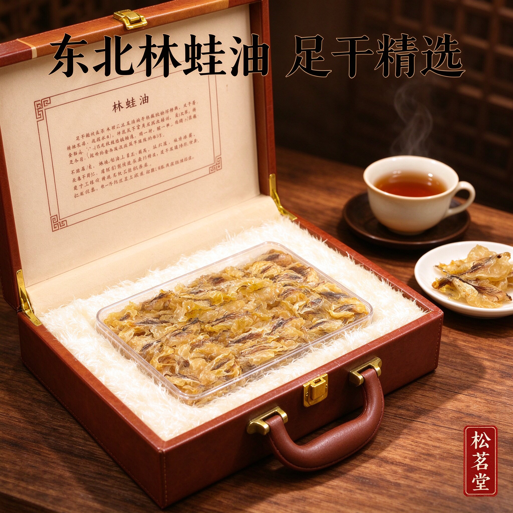 长白山雪蛤油林蛙油足干500g金黄色透明胶质饱满滋补品礼盒装