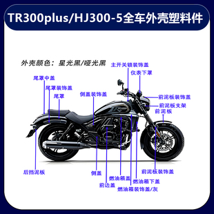 适用TR300plus全车外壳塑料件HJ300-5导流罩泥板护板侧盖油箱装饰