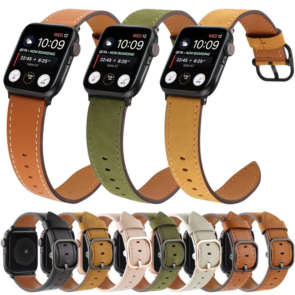 适用苹果手表iwatchS9日字扣真皮