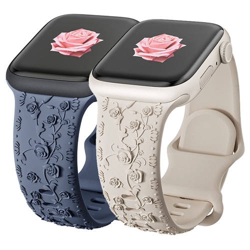 适用苹果Applewatch9ultra浮雕玫