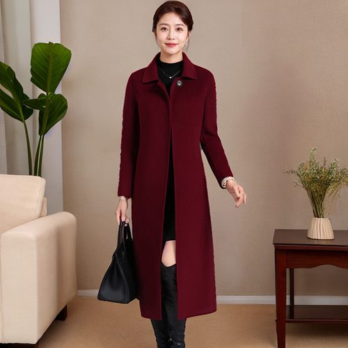 喜婆婆双面羊绒大衣妈妈