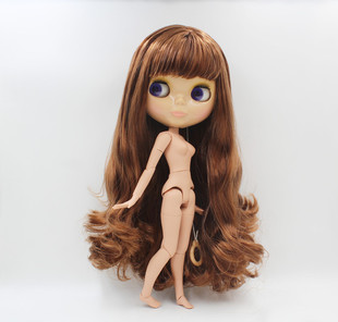 Blythe小布娃娃褐色刘海长卷发日烧肌祼娃19关节塑料娃娃送手组