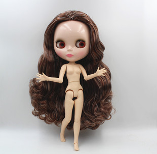 Blythe小布娃娃棕混合色中分长卷发素体裸娃19关节塑料娃娃送衣服