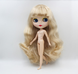 Blythe小布娃娃浅金色刘海长卷发磨砂脸7关节塑料化妆娃娃送衣服