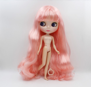 7关节塑料化妆娃娃送衣服 Blythe小布娃娃粉红超长卷发中分刘海款