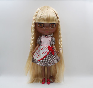 Blythe小布娃娃k金长直发中分刘海终极超黑肌7关节塑料娃娃送衣服