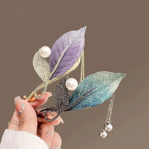 丨一折专区丨品牌撤柜丨古风刺绣珍珠流苏发夹后脑勺盘发扭扭夹子