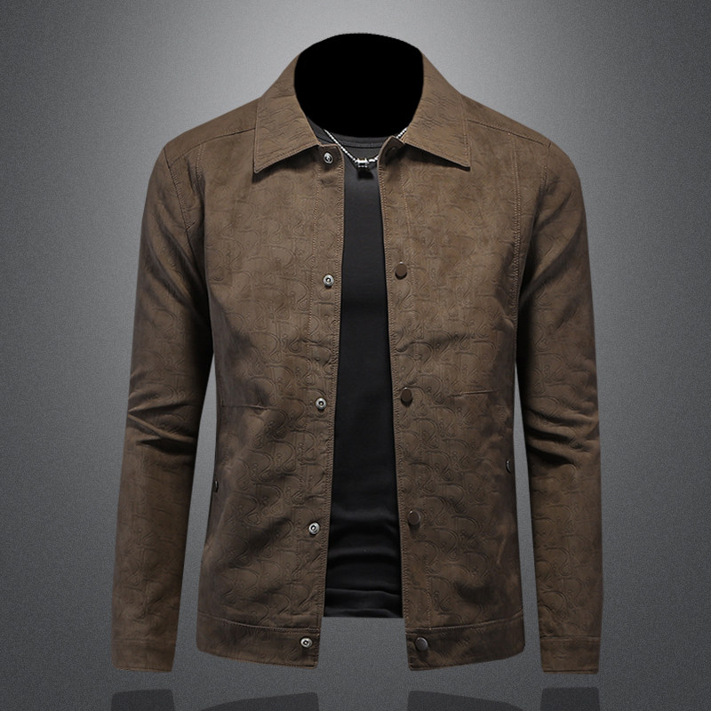 欧洲站潮流高端男士夹克外套鹿皮绒时尚帅气个性翻领青年上衣时尚