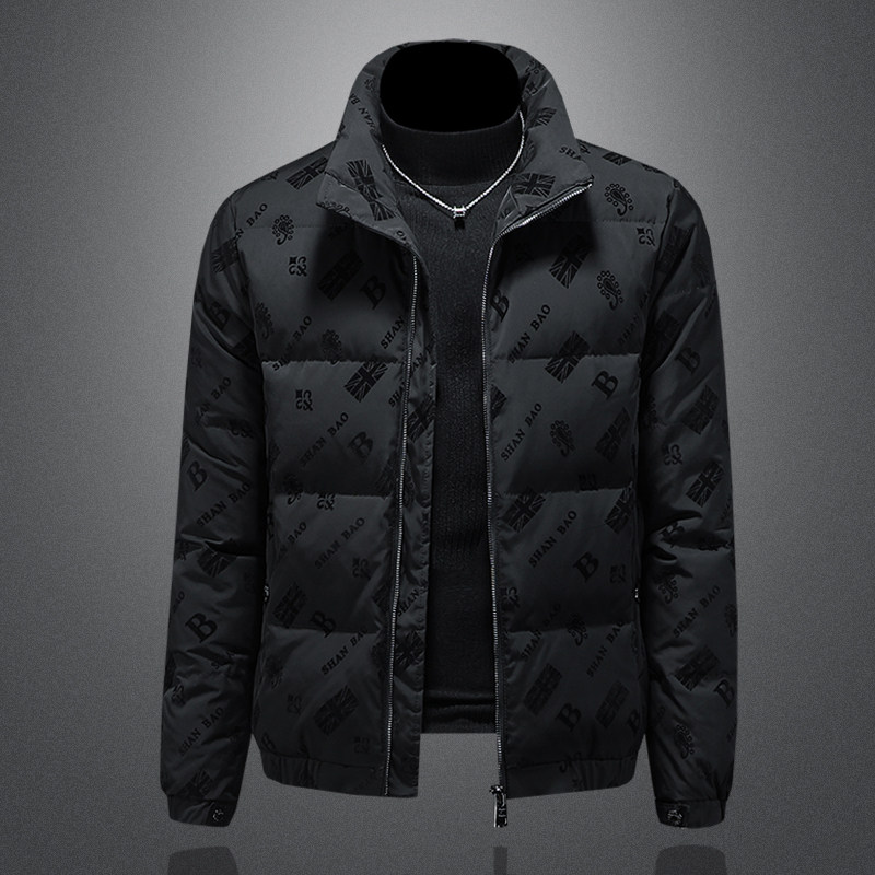 2025冬季新款高端欧洲站男士90%白鸭绒立领植绒羽绒服加厚保暖潮