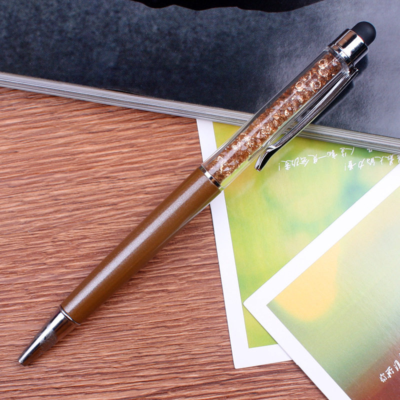비즈니스 휴대 전화 사무실 터치 스크린 크리스탈 펜 라인 석 펜 멀티 컬러 볼펜 회전 터치 스크린 금속 볼펜