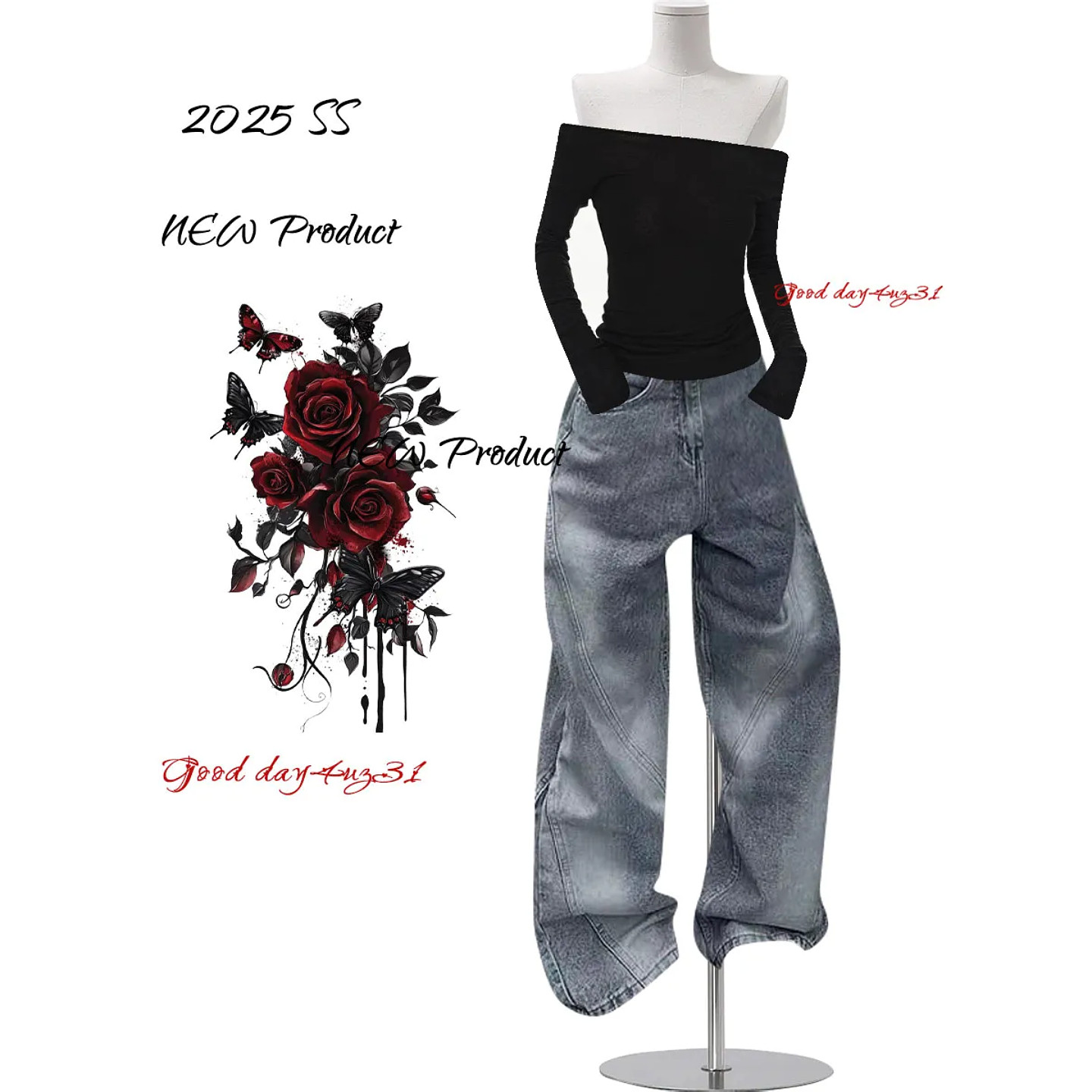 大码美式复古水洗做旧阔腿牛仔裤女春季新款街头拼接设计感弯刀裤,女装/女士精品,大码裤装,淘宝优惠券,粉丝福利购,淘宝优惠卷