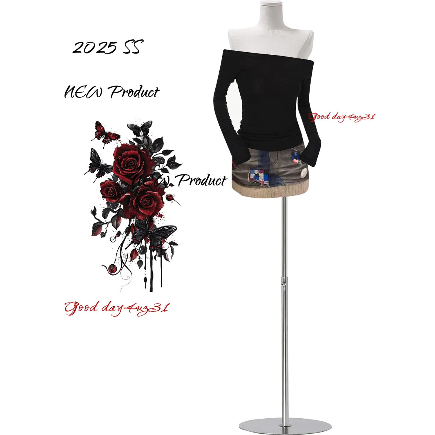 大码美式复古解构拼接牛仔半身裙