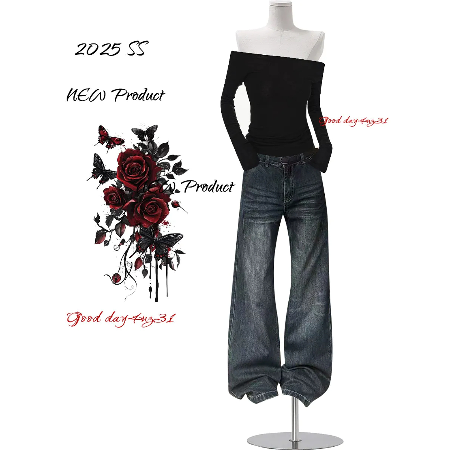 大码美式复古水洗牛仔裤