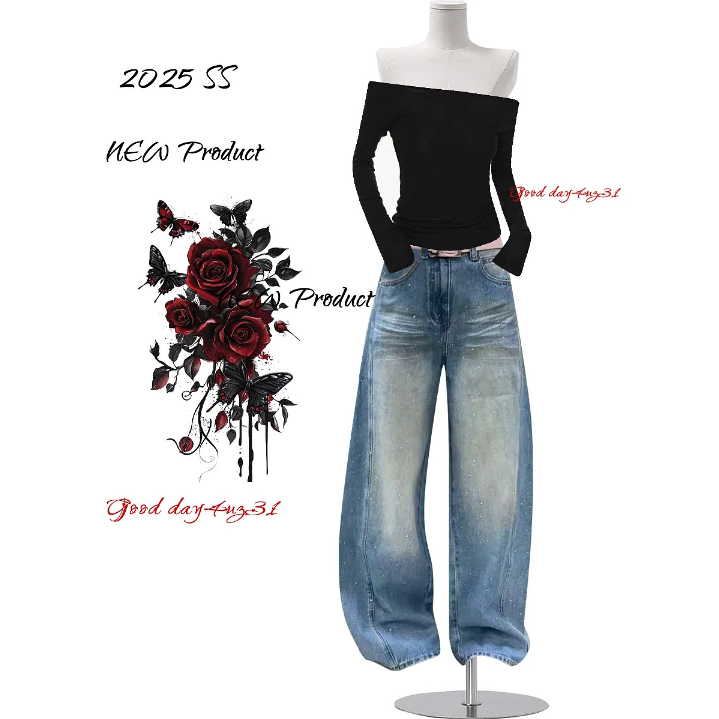 大码美式复古水洗猫须牛仔裤女2026新款街头烫钻宽松显瘦弯刀裤潮,女装/女士精品,大码裤装,淘宝优惠券,粉丝福利购,淘宝优惠卷