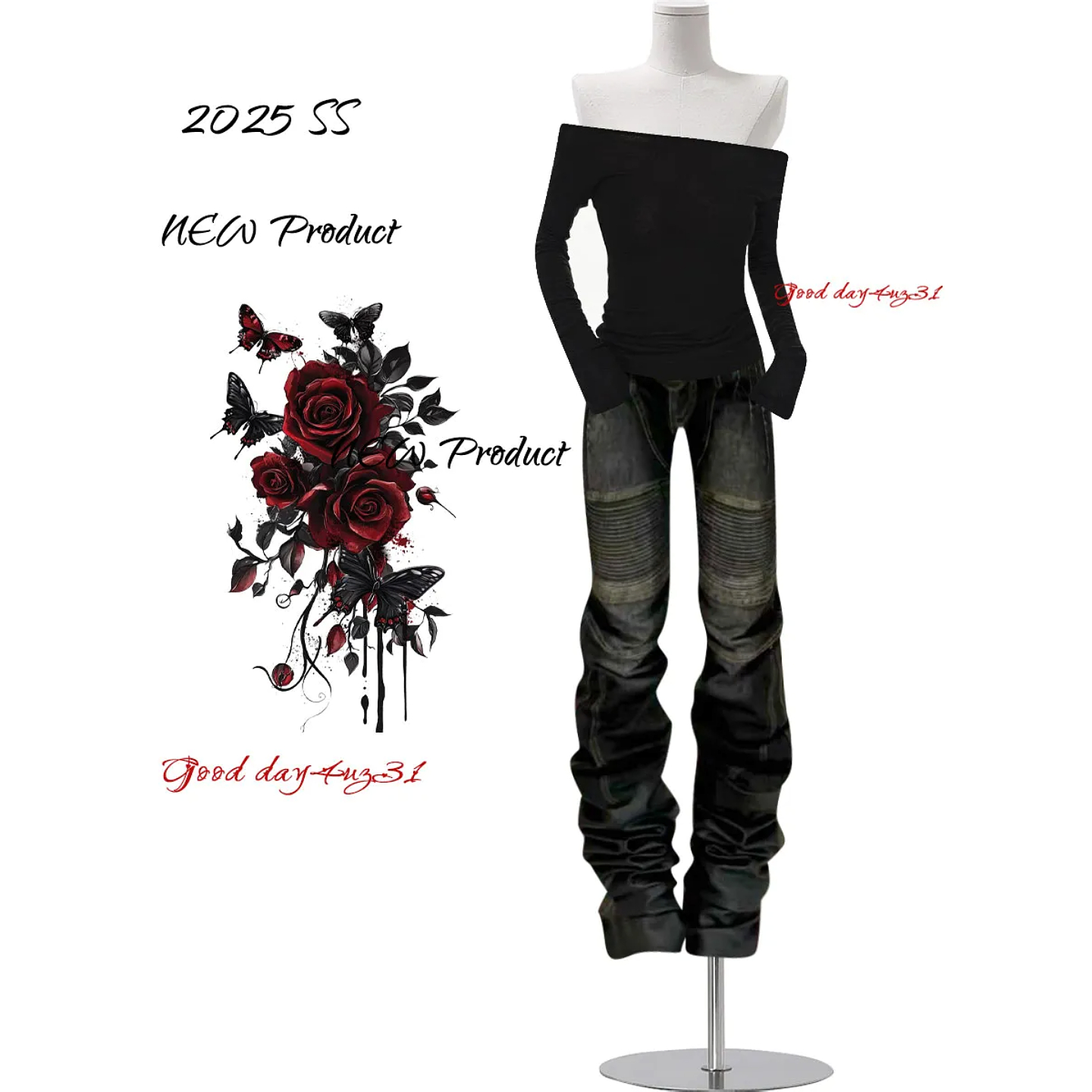 大码美式复古做旧牛仔裤