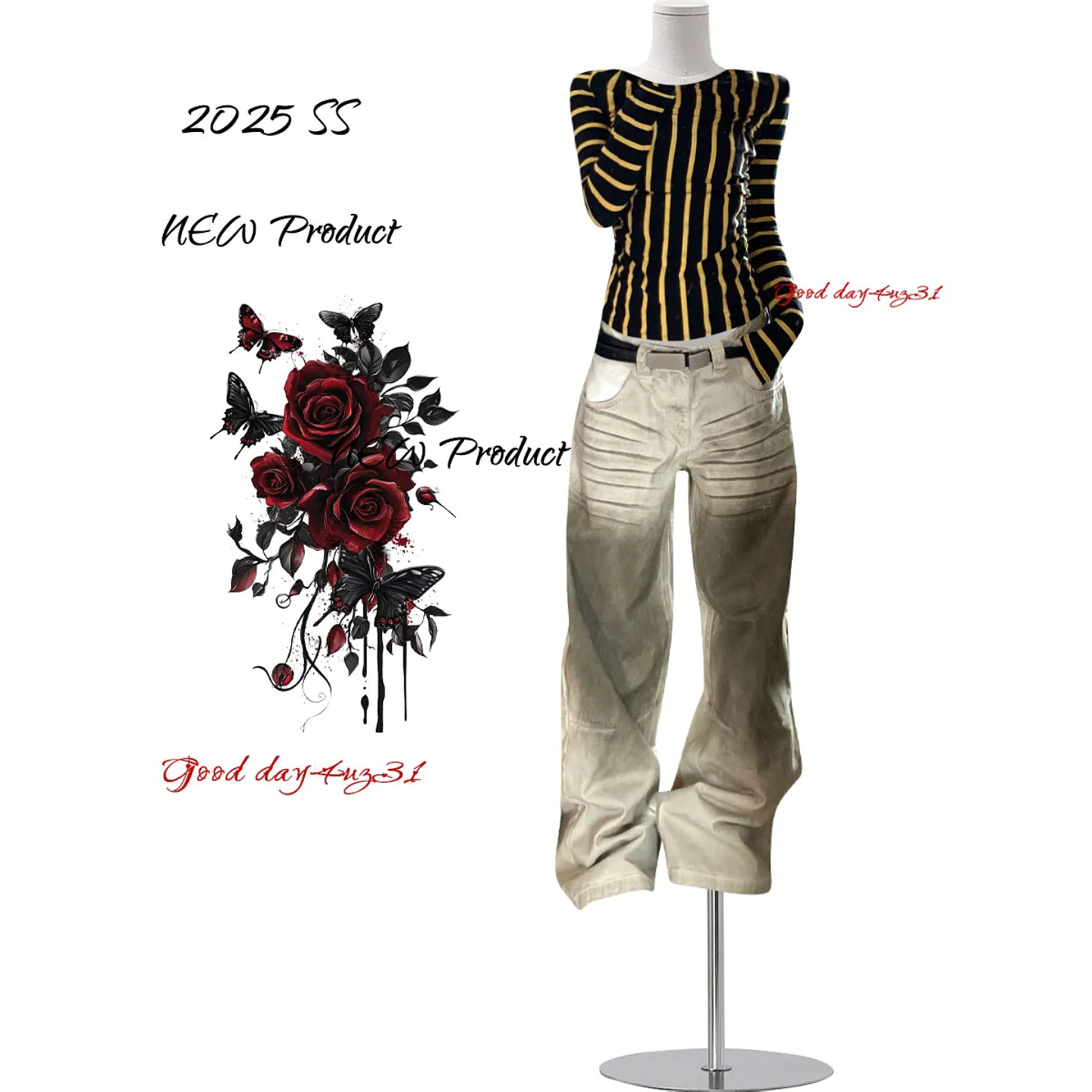 大码美式复古重工牛仔裤女