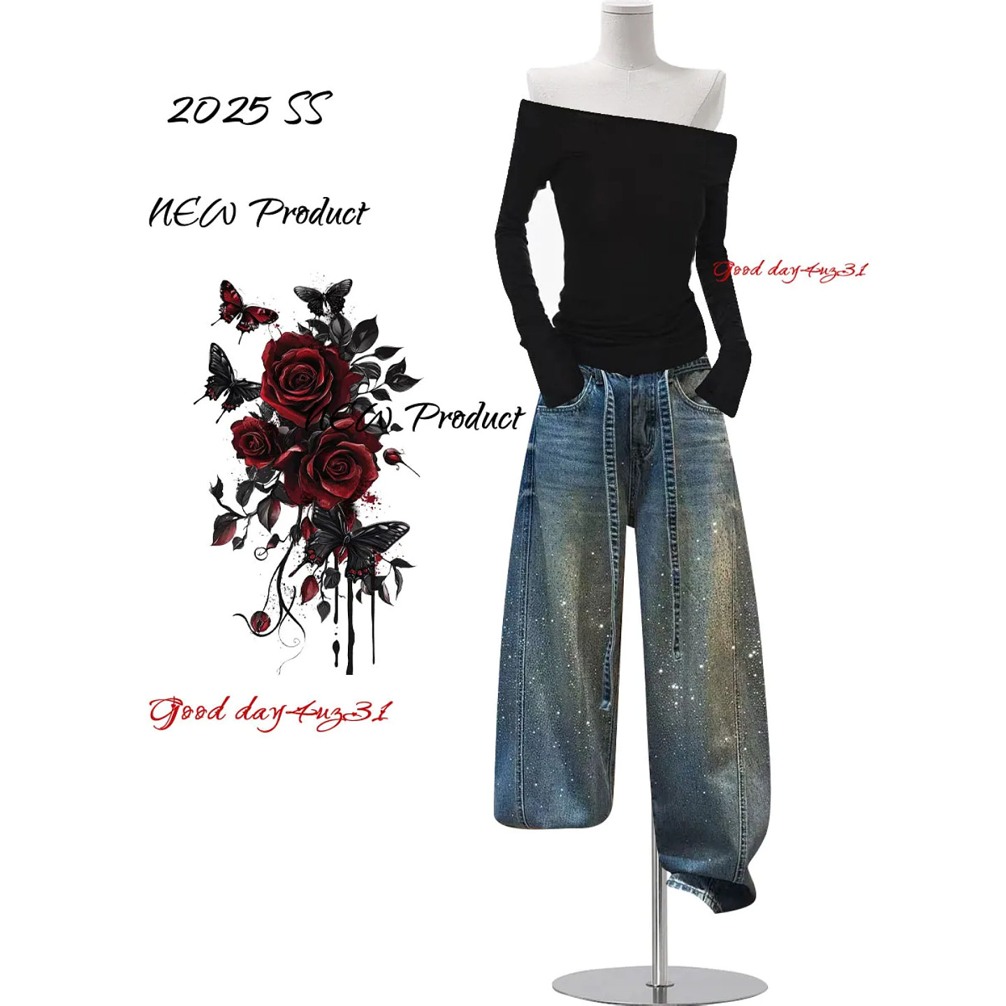 大码美式复古水洗烫钻牛仔裤女春季新款街头设计感宽松百搭阔腿裤,女装/女士精品,大码裤装,淘宝优惠券,粉丝福利购,淘宝优惠卷