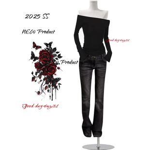 女秋冬季 复古水洗微喇牛仔裤 新款 街头低腰修身 子 大码 显瘦长裤 美式