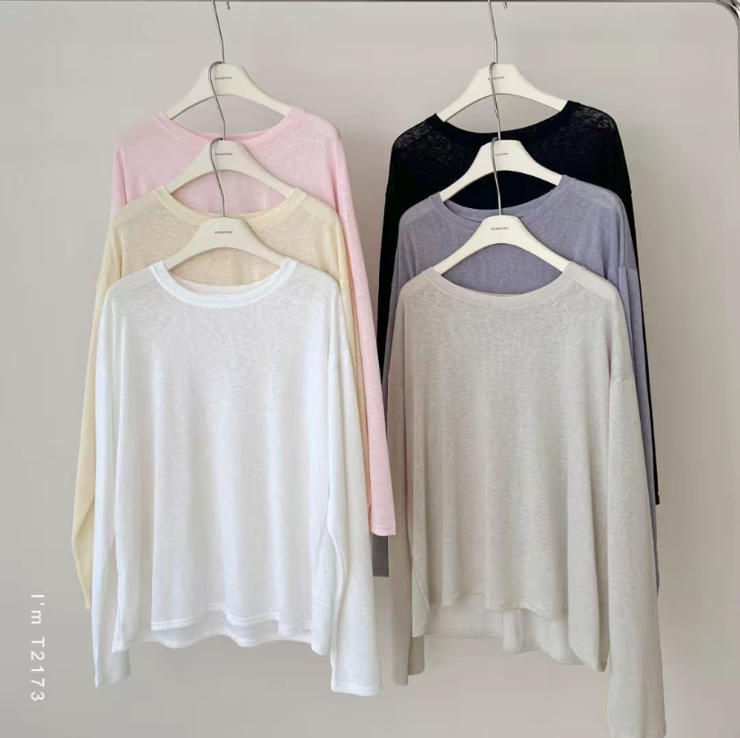 莱赛尔天丝雪花棉!夏季宽松防晒长袖T恤休闲针织百搭韩版女上衣