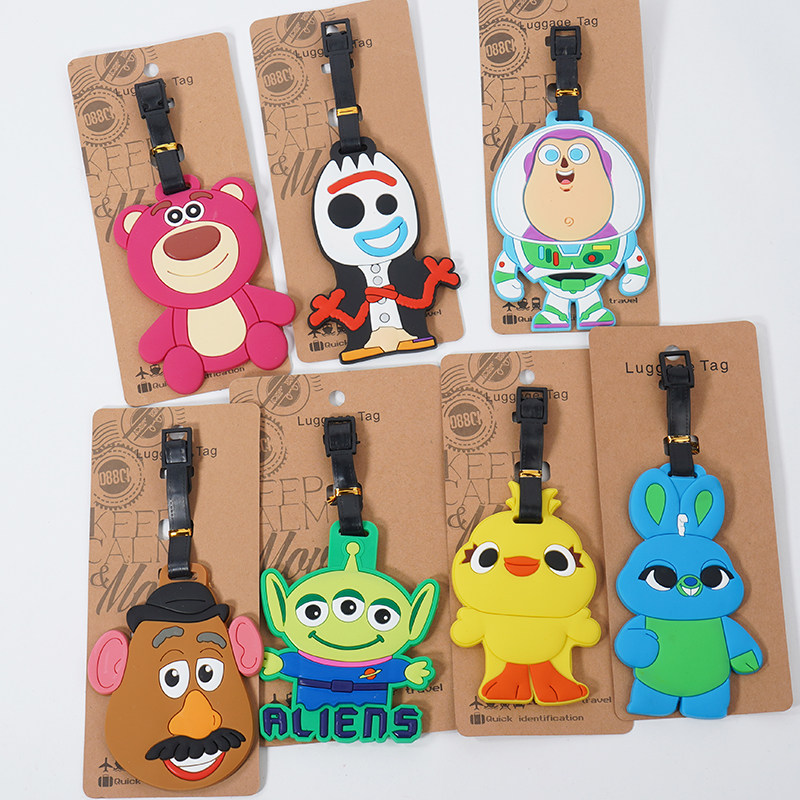卡通玩具总动员行李牌旅行箱吊牌硅胶创意托运登机牌卡套挂件