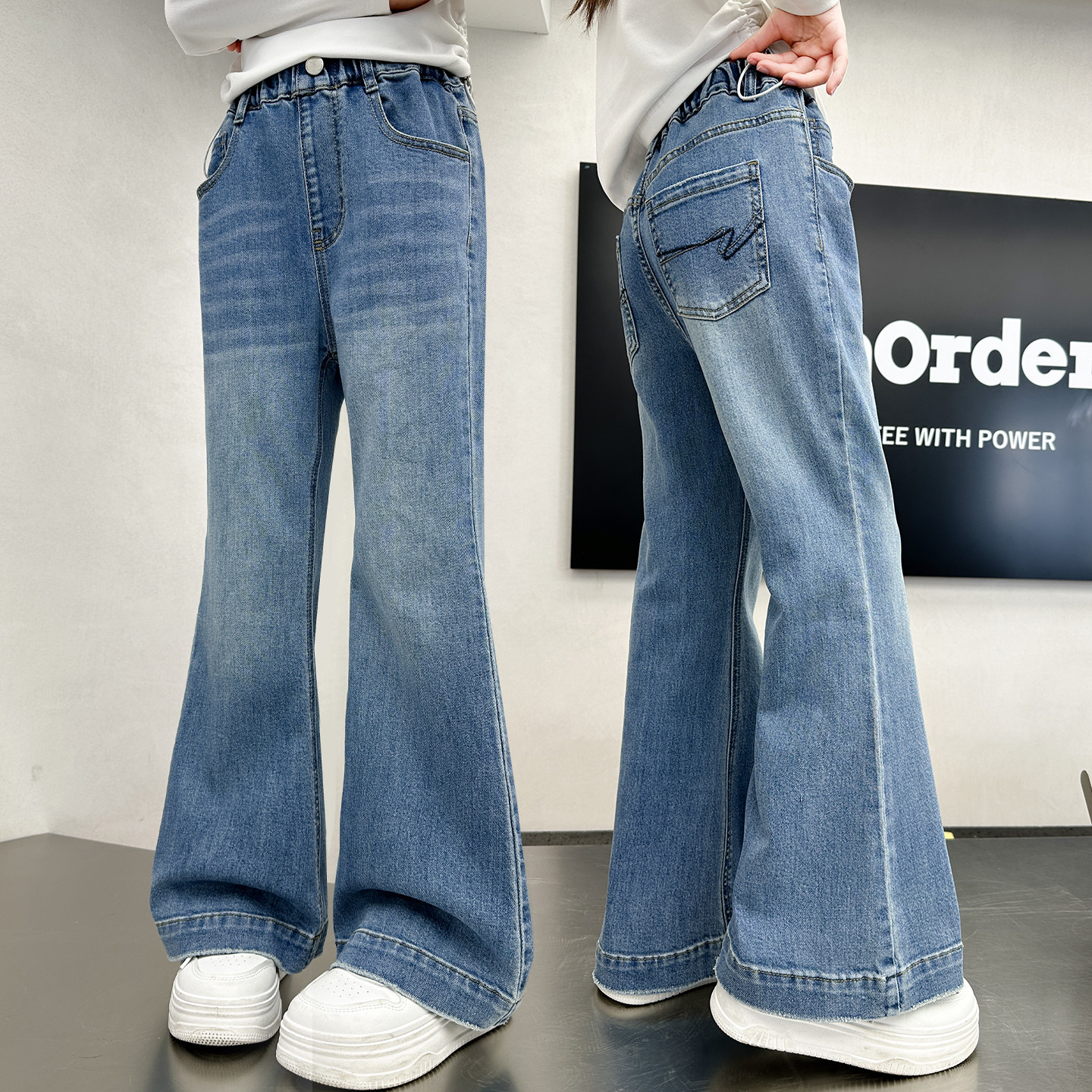 女童春秋装显瘦裤子童装百搭女孩2026春季新款儿童微喇软牛仔裤潮,童装/婴儿装/亲子装,儿童牛仔裤,淘宝优惠券,粉丝福利购,淘宝优惠卷