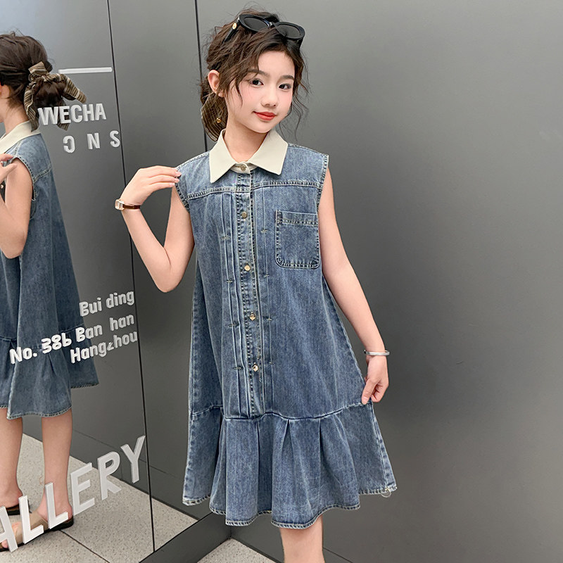 女童连衣裙夏装2026新款大儿童公主裙夏季薄款小孩超好看牛仔裙子