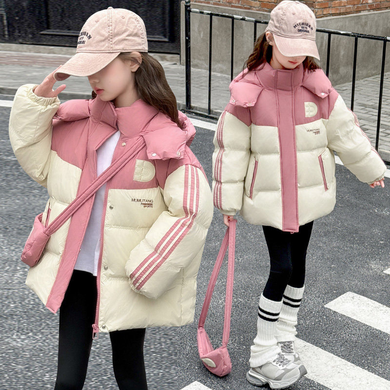 女童冬季羽绒棉服2025新款洋气大童加厚棉衣外套女孩儿童冬装棉袄