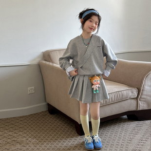 女童韩版2026夏季新款时尚套装裙儿童春装洋气时髦百褶裙子两件套