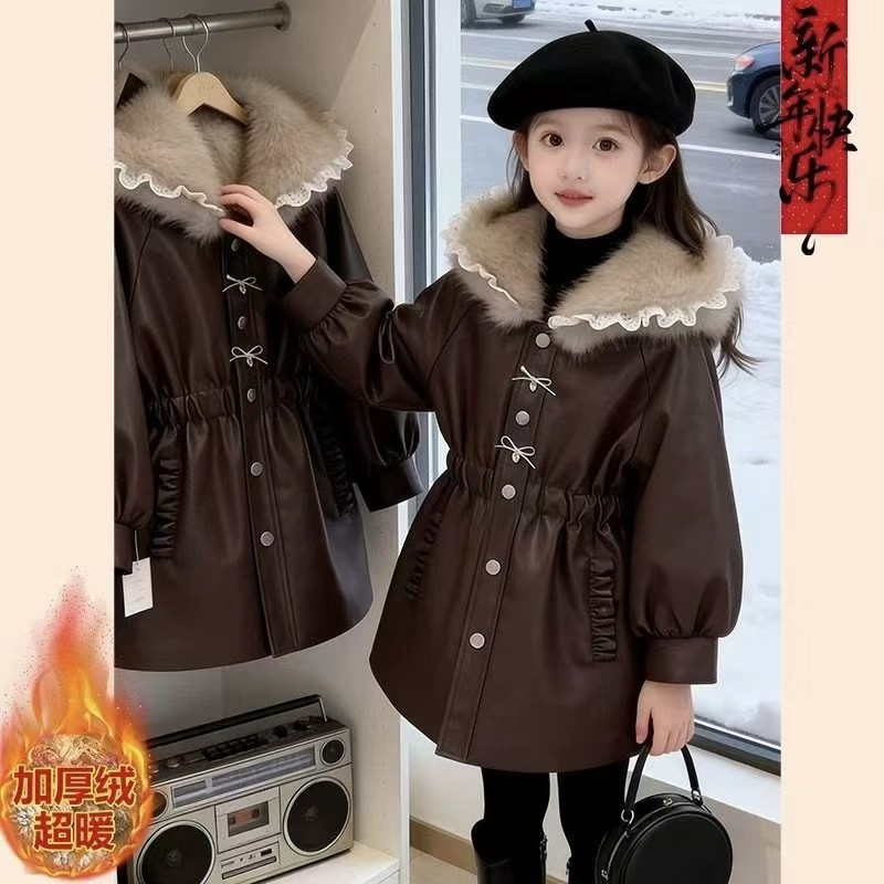 女童加绒皮衣派克服外套冬装2026新款加厚一体绒连帽PU中长款大衣,童装/婴儿装/亲子装,夹克/皮衣,淘宝优惠券,粉丝福利购,淘宝优惠卷