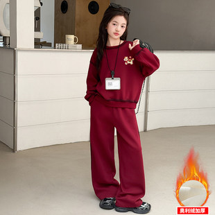 秋冬装 女童加绒马年套装 儿童加厚卫衣卫裤 新款 年服两件套 2026时尚