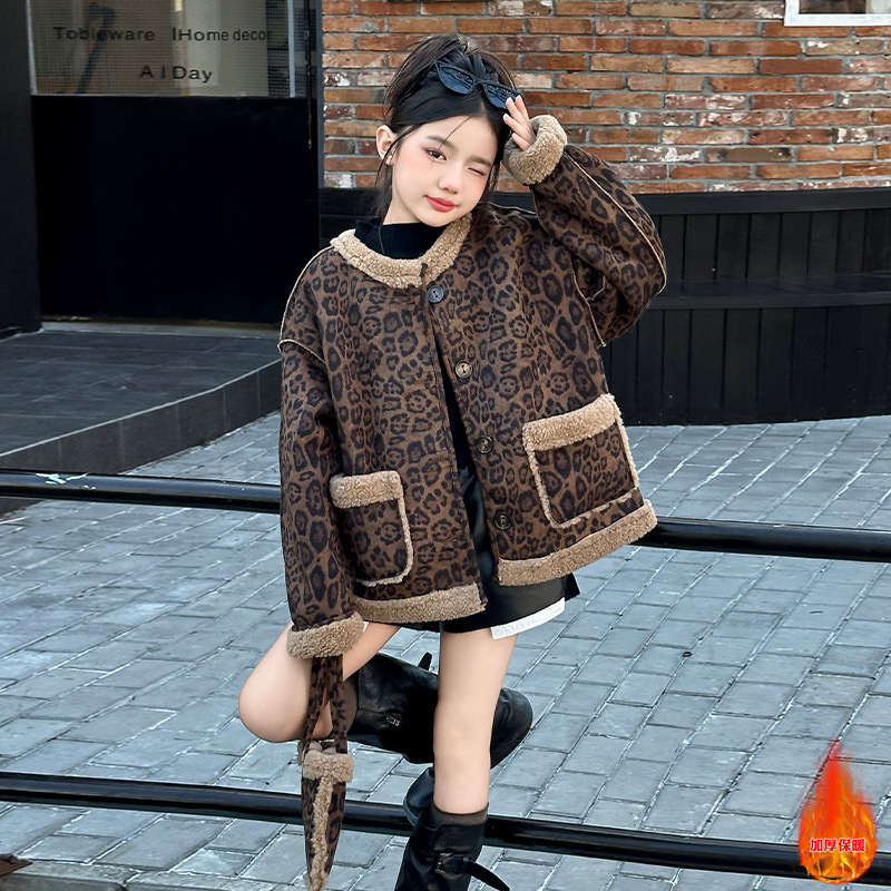 女童秋冬款加厚皮毛一体两面穿潮