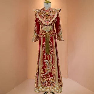 出租2025年丝绒秀禾服重工修身显瘦婚服中式复古结婚出阁服