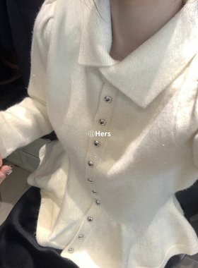 冬上新Hers简约复古日常氛围感收腰Polo保暖毛衣