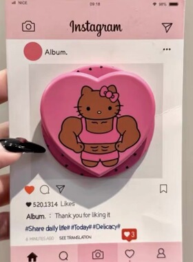 玫红爱心肌肉猫咪磁吸支架适用 MagSafe手机强力磁吸伸缩支架桌面